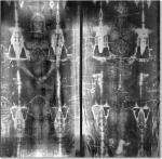 Panel on the left shows the man's front and the back is pictured on the right ShroudofTurin